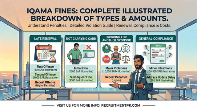Iqama fines and violations penalty chart for Saudi Arabia expats 2026